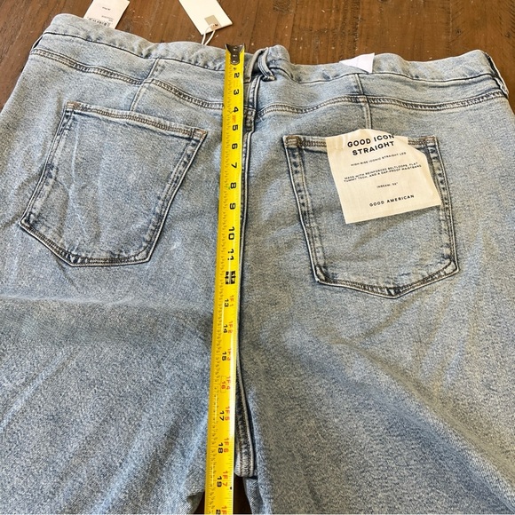 Good American Good Icon Straight Leg Jeans Plus Size 26 High Waist Light Wash - Picture 7 of 10